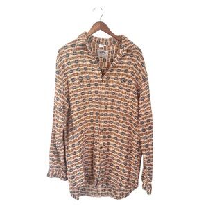 The Territory Ahead Southwest Pattern Button Up Cotton Shirt Tan Size XL Tall